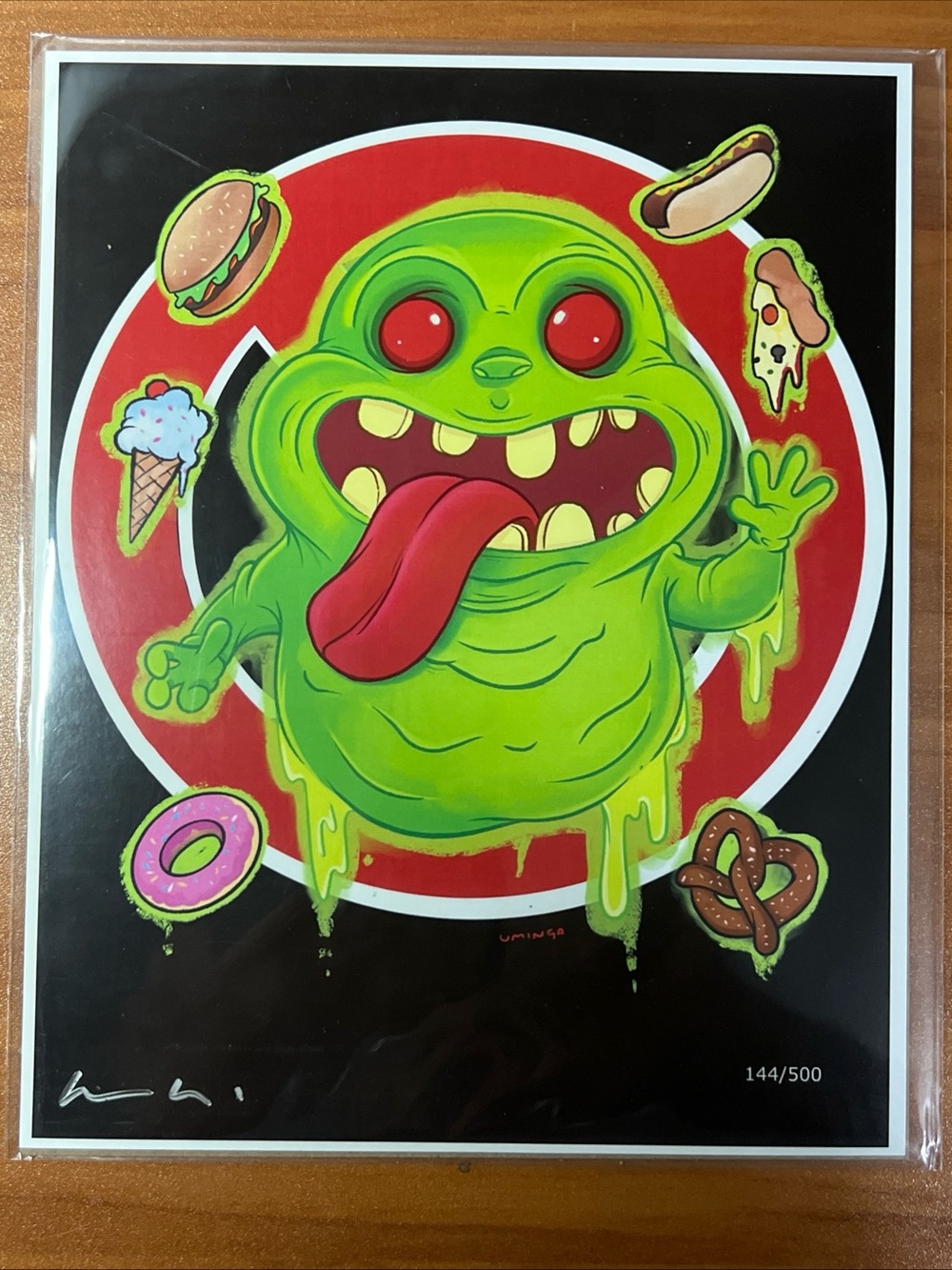 Green Slimer Pop Art Print with Red Accents